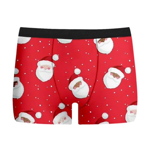 Genérico Calzoncillos navideños 3D para Hombre Tipo bóxer Divertidos de Papá Noele Talla Grande Feos Calzoncillo Boxers absorben la Humedad Rojo Graciosos Boxer Slip Fin Año