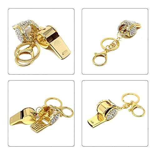 Honbay 1Pcs Rhinestone Whistle Keychain Mini Shining Whistle Keyring Bling Car Charm Decoration In A Box For Bag Purse Wallet Handbags Backpack #TOP4