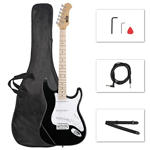 Guitare électrique Guitare électrique ST avec housse de guitare, bandoulière, médiator (le noir) Cover