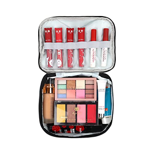Image of NFI essentials Transparent Makeup Bags Double Layer Travel Cosmetic Cases Make up Organizer Toiletry Bag with 2 Zipper for Women & Girl (Green)