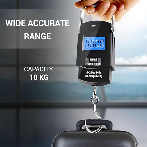 Image of ANT Digital Hanging Scale 50 kg / 110 lb - Portable High‑Precision Luggage & Cargo Scale with Backlit LCD, Tare & Unit Switch, Dual Accuracy 5 g / 10 g, Heavy‑Duty Hook