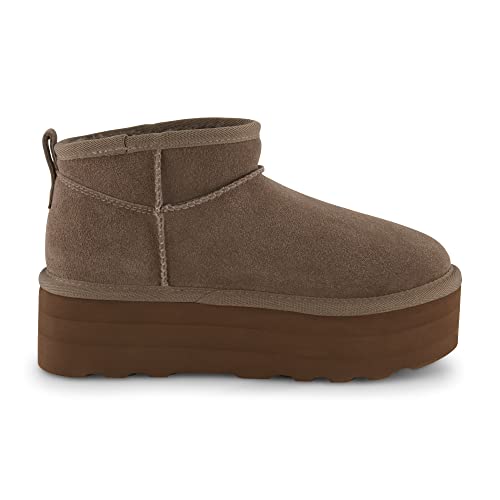 Cushionaire Women's Hippy Genuine Suede Pull On Platform Boot +Memory Foam, Taupe 7 W #TOP4