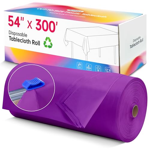 Image of Plastic Table Cloth Disposable, 54In X 300Ft Table Cover Roll