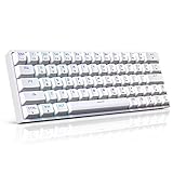 GIM 60% Mechanical Keyboard, 64 Keys White Mini Gaming Hot Swappable Wired Keyboard with RBG Backlit, N-Key Rollover, Full Keys Programmable (Gateron Optical Blue Switch)