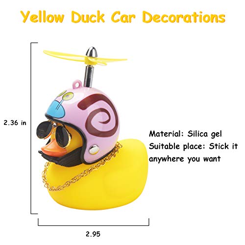 wonuu Decorações de carro de pato de borracha fofo amarelo ornamento de painel de carro com hélice (