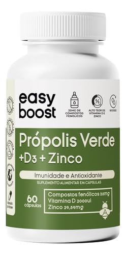 Extrato de Própolis Verde 35mg de Compostos Fenólicos + Vitamina D3 2000ui + Zinco Bisglicinato Easy