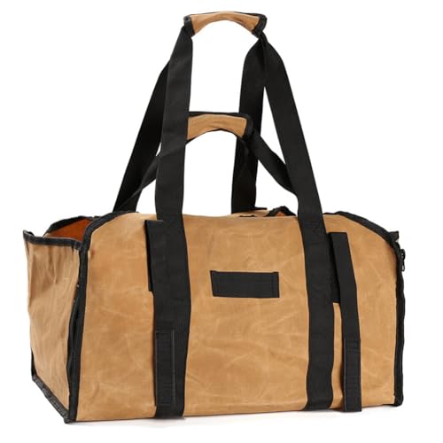 Flaroey Firestarter Bolsa de Lona para Almacenamiento de Leña, Bolsa de Transporte para Chimenea, Estante para Pila de Leña, Bolsa de Transporte para Leña