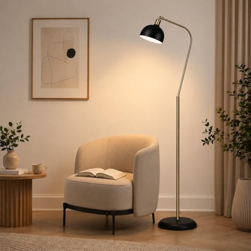 Image of HarvestLand Halo Brass Floor Lamp with Adjustable Head Reading Light