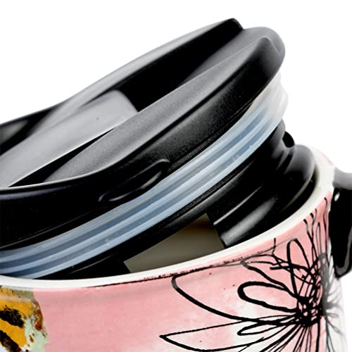 DUSVALLY Ceramic Coffee Mug with Lid Porcelain Cup with Color Box 17oz.Life Crazy Wonderful, Life is Crazy Wonderful - Image 4