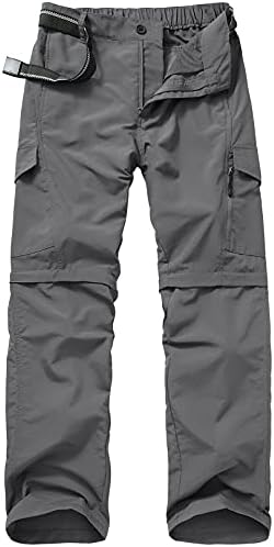 Mens Hiking Pants Quick Dry Lightweight Fishing Pants Convertible Zip Off Cargo Work Pants Trousers #6088,Grey,42