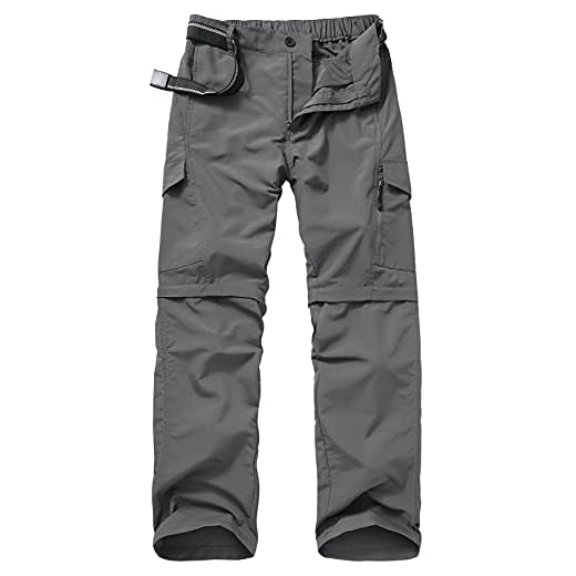 Hiking Pants for Men Convertible Zip Off Boy Scout Quick Dry Lightweight Cargo Travel Safari Pants (6088 Grey 42)