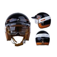 Casque Moto Jet Vintage ECE Homologué Avec Double Visière - Confortable Pour Hommes Femmes