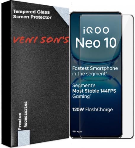 Image of VENI SON'S Scratch And Tear Resistant, Crystal Clear Edge to Edge Tempered Glass Screen Protector Guard Compatible With IQOO NEO 10 5G
