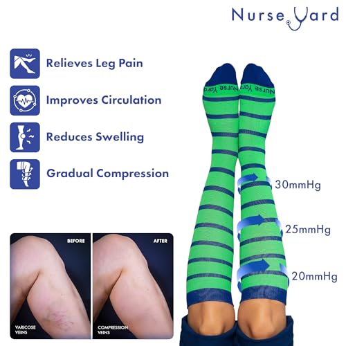 Image of Nurse Yard Compression Socks for Nurses - Women & Men - 20-30mmHg Graduated Compression, For Medical Staff, Athletes - 1 Pair