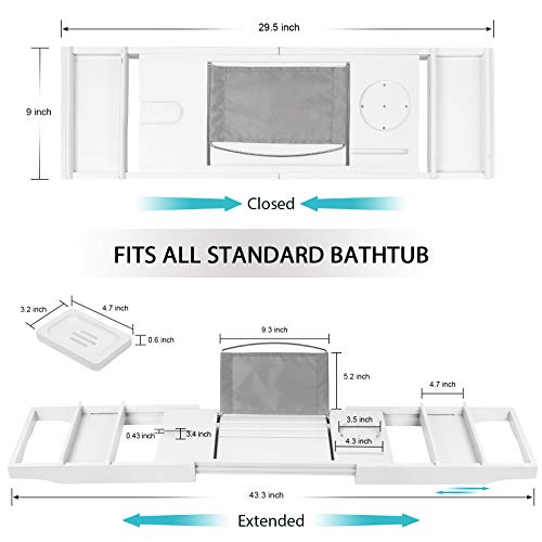 image for Artmalle Luxury Bamboo Bathtub Caddy Tray with Book and Wine Holder,Ba