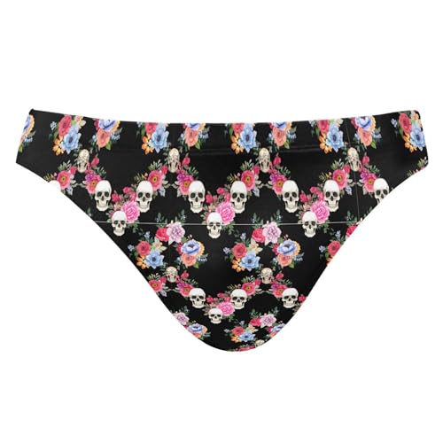 Skull Flower Swim Briefs for Men Swimsuit Bikini Swimwear XXXL B0404461