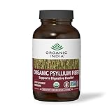 Organic India Psyllium Herbal Powder - Whole Husk Fiber, Healthy Elimination, Keto Friendly, Vegan, Gluten-Free, USDA Certified Organic, Non-GMO, Soluble & Insoluble Fiber Source - 180 Capsules