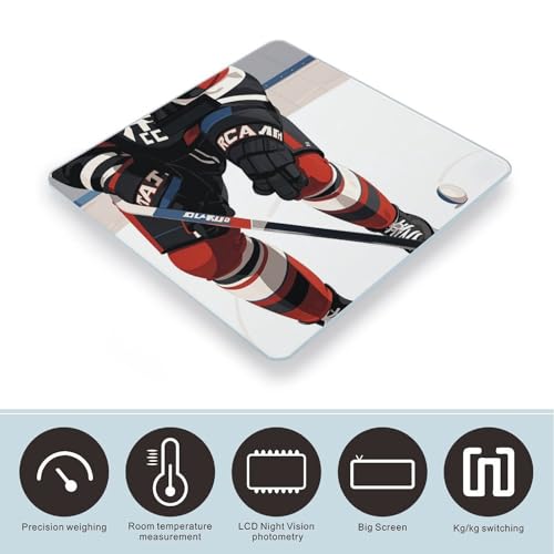 Báscula Digital de Baño con Plataforma Ancha y Patrón Hockey miniatura 3