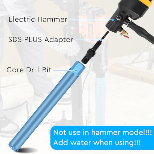 CPROSP 1¼ UNC Kernbohrer Ø 62mm L 460mm, Bohrkrone mit SDS PLUS Adapter, Kernbohrkrone für Bohren in Beton, Stahlbeton, Mauerwerk und Stein, für Kernbohrgerät, Blau
