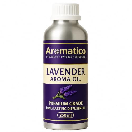 Image of AROMATICO Lavender Diffuser Oil with Strong, Long-Lasting Aroma. Premium Aroma Oil for Homes, AROMATICO Lavender Diffuser Oil with Natural Aroma for Humidifiers, Homes, Offices & Showrooms, Candle and Soap Making | Fragrance for Aromatherapy | Essential Oil for Diffuser and Aromatherapy - 250 ml