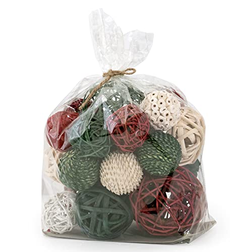 Image of ANDALUCA Holiday Red, White & Green Decorative Vase & Bowl Filler Bag with Orbs, Balls (Green)