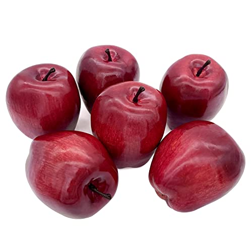 Lorigun Manzanas Artificiales Frutas Falsas Manzanas Deliciosas para La Decoración, Frutas Decorativas, Grandes Manzanas Rojas De Faux 6 Pcs