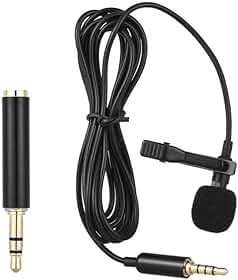 Microfone de Lapela para Celular Profissional com Conector P2 3.5mm – Ideal para Gravação de Vídeo, Podcast e Lives – Cor Preto