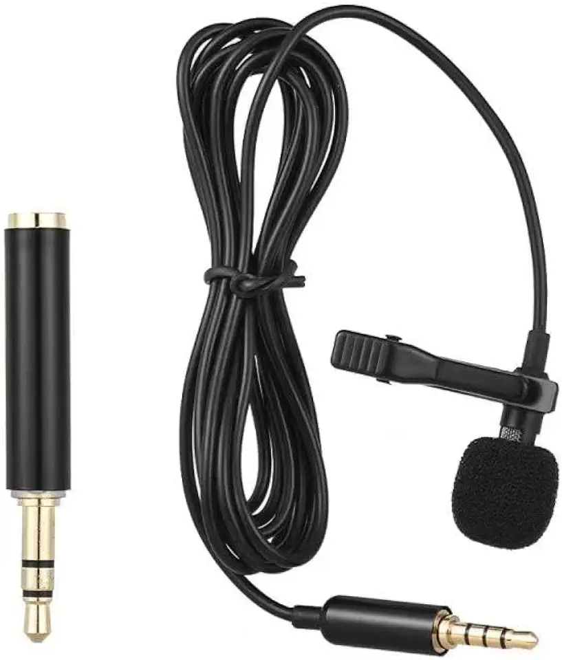 Microfone de Lapela para Celular Profissional com Conector P2 3.5mm – Ideal para Gravação de Vídeo, Podcast e Lives – Cor Preto