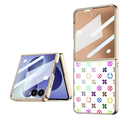 Coque Galaxy Z Flip 8 antichoc en verre 9H rigide motif herbe fleurie