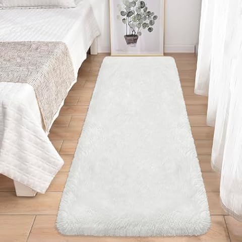 Aoczes 2x6 White Fluffy Runner Rug Cover