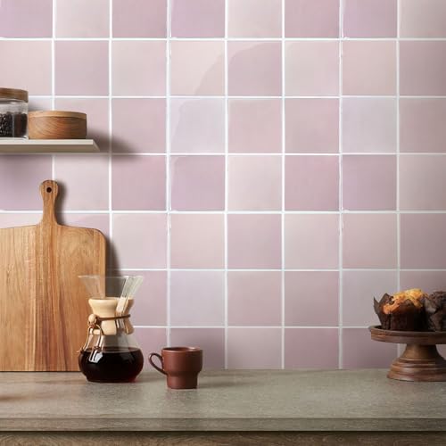 Commomy 10 pcs Upgrade Thicker Stick on Tiles - 12" x 12" 3D Pink Peel and Stick Wall Tiles Backsplash for Kitchen and Bathroom, Square Self Adhesive Tile Stickers for Living Room, Fireplace