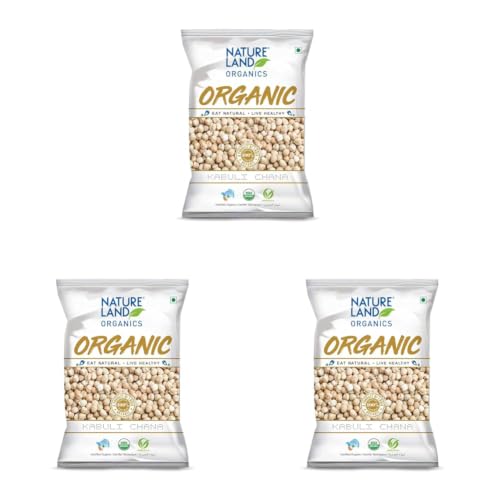 Image of Natureland Organics Kabuli Chana /White Chana /Chole 500 Gm - Organic Healthy Chana (Pack of 3)