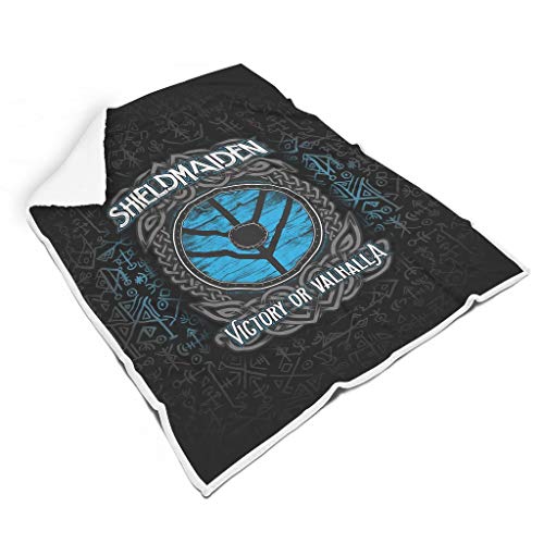 Clubdeer Viking Shieldmaiden Lagertha Victory Or Valhalla Square Throw Blanket Soft And Comfortable Lightweight Sofa Travel Large And Small Blanket For Kids & Adults Gifts For Family White 60X80 Inch #TOP4