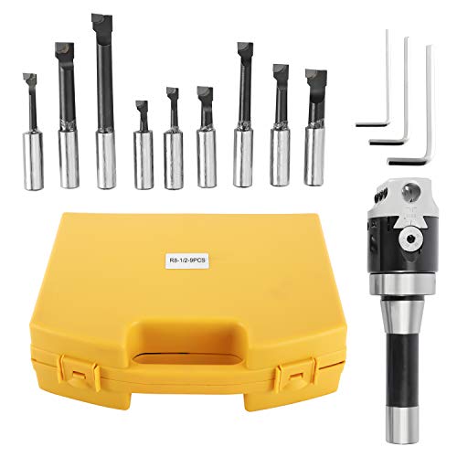 HighFree 13PCS Boring Head, Boring Bar CNC Milling Tools, 2 inch R8 Shank Holder Boring Head Tool for The Milling Machine