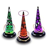 10Pcs Halloween Inflatable Witch Hat Ring Toss Games with 6 Rings and Pump Halloween Party Games Decorations Ring Toss Gift Set for Kids Adults