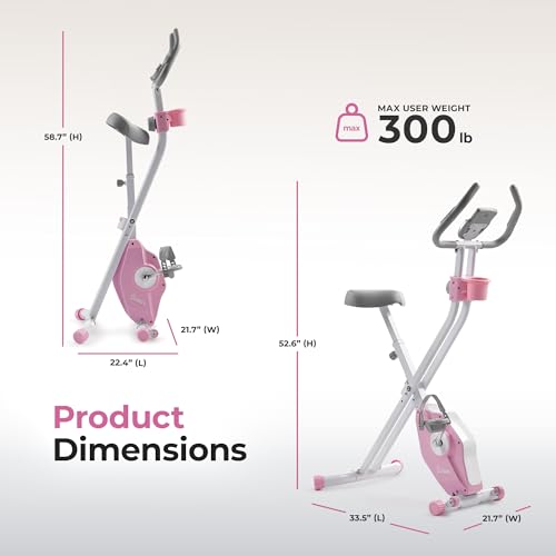 Sunny Health & Fitness Pink Smart Foldable X-Bike for Homy Gym - image 6