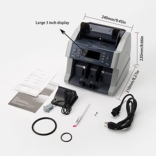 Raeoewz Y5568 Money Counter Machine With Value Count, Usd, Euro, Uv/Mg/Ir/Dd Counterfeit Detection, Top Loading Bill Counter With Add& Batch Modes, Cash Counter With Lcd Display, 1500 Notes/Min Speed #TOP3