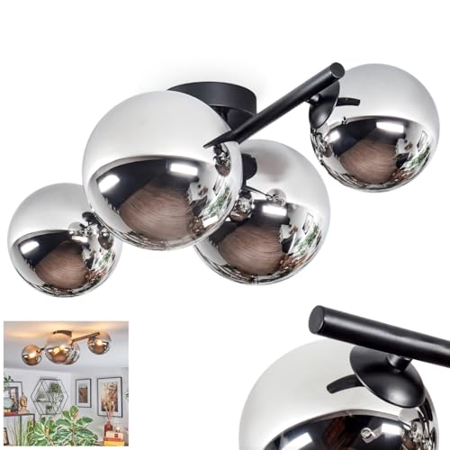 Plafonnier boule lumineuse Chehalis avec 4 globes en verre fumé