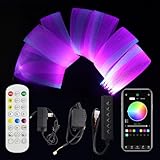 LED Fiber Optic Light DIY Mesh Kits with APP & Remote Control 16 Million DIY Colors Fiber Optic Lights for Ceiling Wall Party Bar KTV Halloween Christmas Decoration - 200inch(5 Meters/5.5Yards)