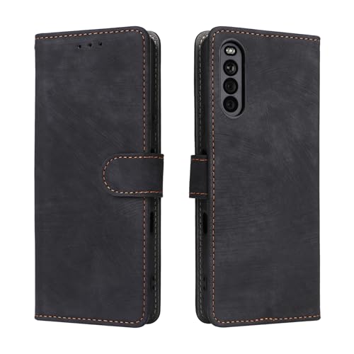 LMFULM® Étui pour Sony Xperia 10 III SO-52B/ SOG04/ XQ-BT52 (6,0 Pouces) PU Cuir Couverture Brosses Antivol Portefeuille Coque Fermeture Magnétique Support Protection...