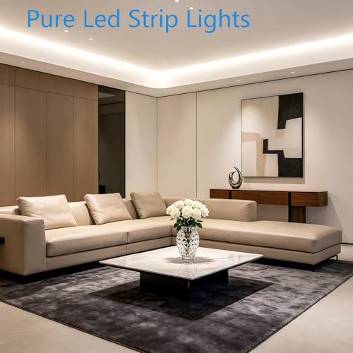 Image of RadiantFlux 5000K Cool White 50Ft Long LED Strip Lights, Flexible Dimmable Lighting, Super Bright for Large Space, Kitchen & Office