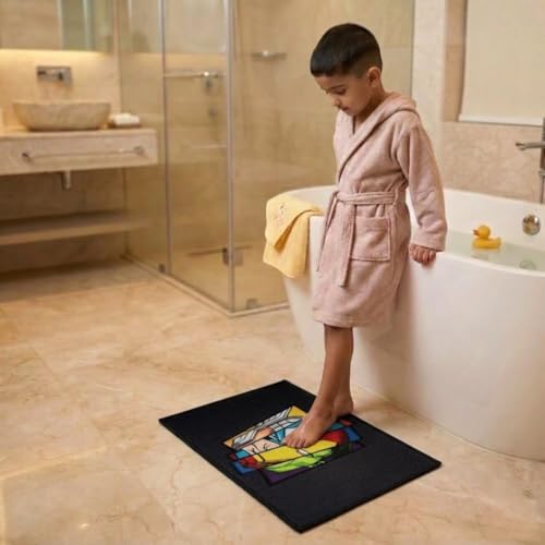Image of Athom Living Marvel and Avengers Kids Bathmat- Multi-Colour Nylon, Anti-Skid with Durable Latex Backing, Fun Superhero Design, Easy to Clean, Perfect Entryway or Playroom Mat, 37x57 cm, Pack of 1