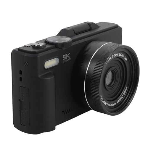 Tihebeyan 5K HD-Digitalkamera, 75 MP UHD, 18-facher Autofokus, 3-Zoll-Flip-Screen-WLAN-Kamera mit Blitz, für Fotografie, Videos und Outdoor-Abenteuer (Black)