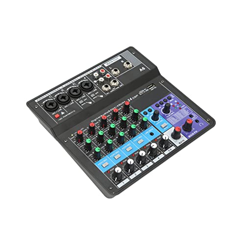 Mixer de áudio, 48V Phantom Power Console de Som Portátil 24 Efeitos DSP Ajuste de Som para Transmis