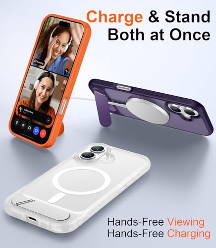 Image of Designed for iPhone 17 Case, [Built-in Invisible Kickstand][Compatible with MagSafe][Military Grade Shockproof] Slim Translucent Matte Phone Case 6.3 inch (Clear Matte)