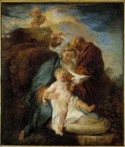 La sainte famille le repos pendant la fuite en egypte Watteau affiche murale 60x90