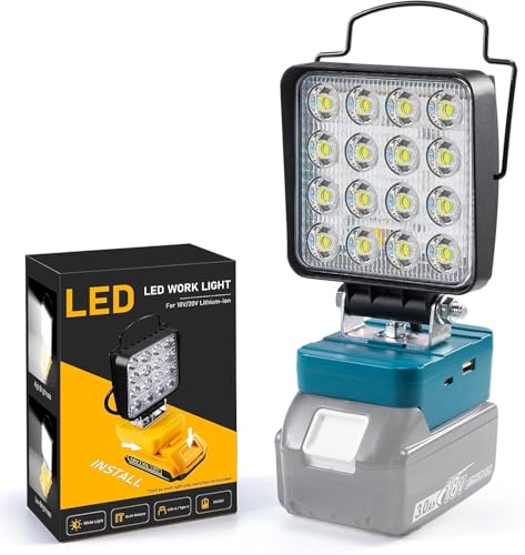 Sentoo Akku Lampe für Makita 18V 48W 4800LM Kabellose Led Arbeitsleuchte Akku Tragbare Flutlichter mit 2 Modi Helligkeit Mini Baustellen Lampe für Wartungsarbeiten CampingOhne Akku