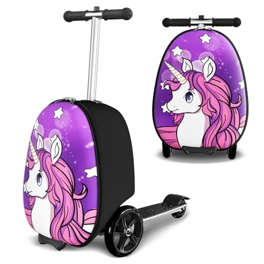 Baotree 2-in-1 Ride-On Scooter Suitcase, Scooter Luggage for Kids Ages 5-12, Foldable & Lightweight Carry with LED Light-Up Wheels
