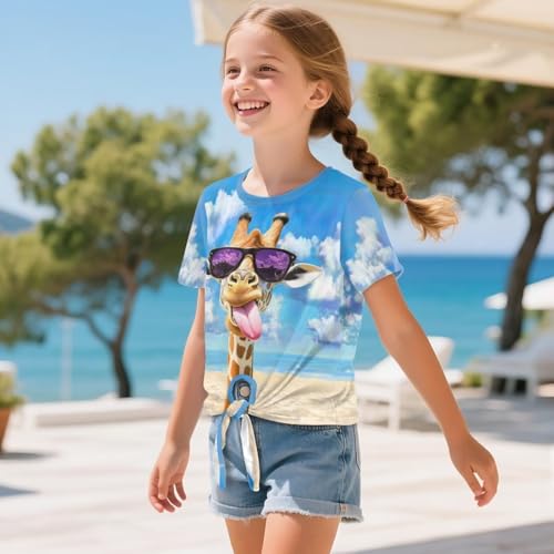 WELLFLYHOM Girls Summer Top 5-12 Crewneck Front Knot T Shirt Short Sleeve Tee Casual Soft Tunic Top3