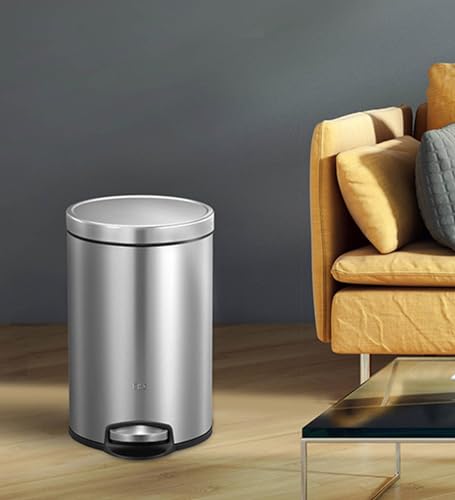 Image of Obsessions EKO Soft-Close Bathroom Trash Can - 8L Stainless Steel Pedal Bin with Lid & Liner, Elegant Waste Basket for Home & Office, Metallic